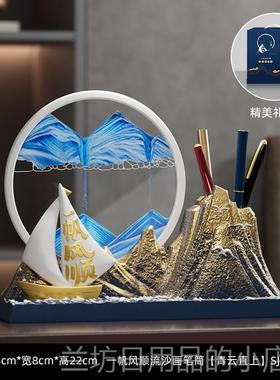 高档一帆风顺帆船流沙件画摆创意沙漏客公厅办装饰品纪念品室毕业