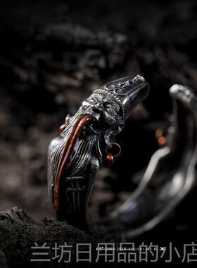 高档主师镯原创2023力作纯银新版版手黑白无常挖掘轻民族之魂