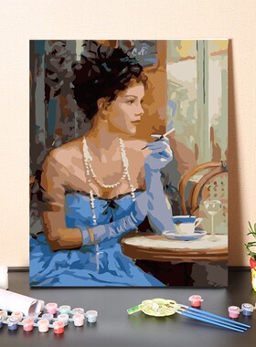 数字油画diy手工填充世界名画手绘拉祖莫夫美女人物涂色油彩画画