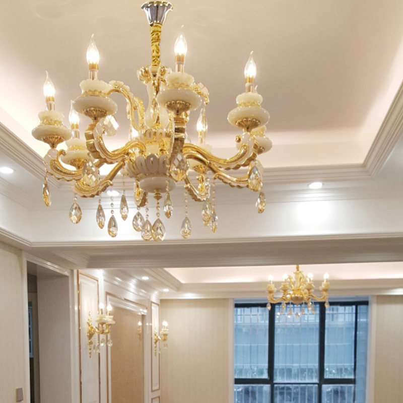 欧式吊灯客厅灯 天然玉石吊灯 锌合金水晶灯卧室餐厅蜡烛灯具新款,淘宝优惠券,粉丝福利购,淘宝优惠卷