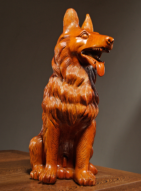 花梨实木质雕刻狗摆件大号生肖犬红木家居客厅办公玄关装饰工艺品