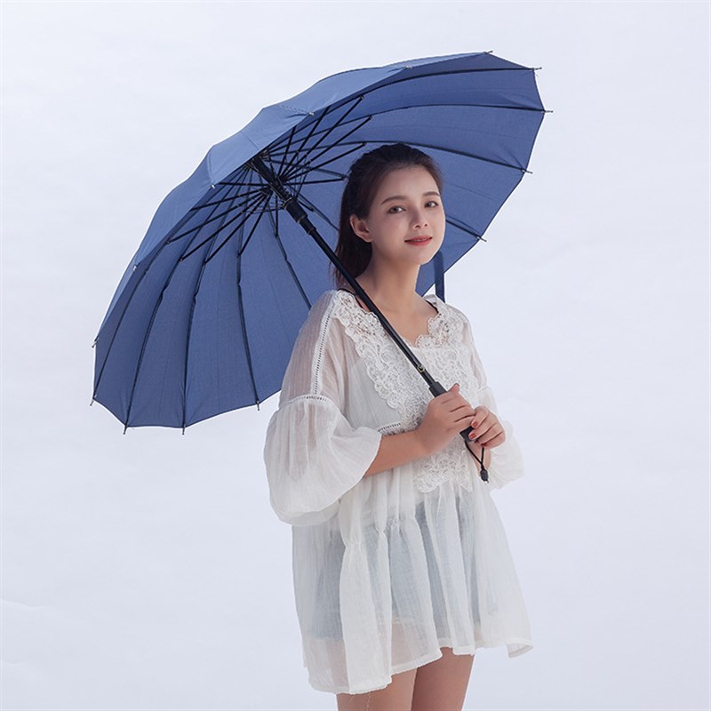 大号雨伞加固伞骨16K创意碰击布彩虹伞长柄直杆自动款雨伞广告伞 - 图0