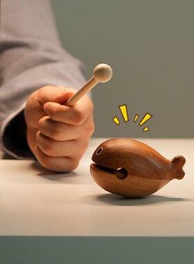 木鱼解压实木上班发疯桌面小摆件 萨卡班甲鱼情绪稳定办公室玩具