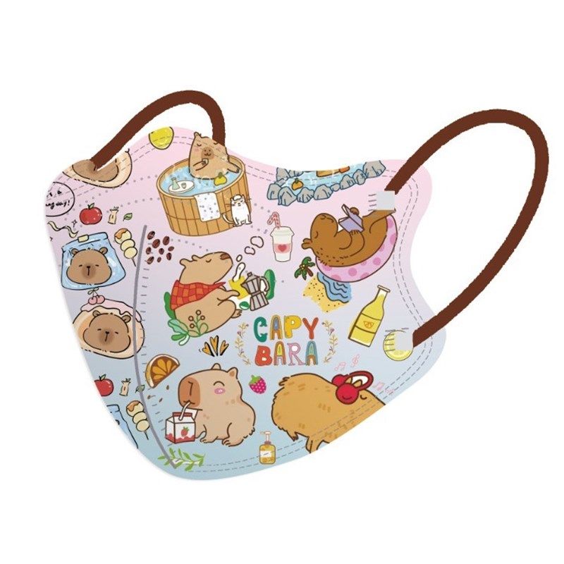 卡皮巴拉豚鼠动物可爱儿童口罩四层3d立体小孩4-12岁学生口罩卡通,淘宝优惠券,粉丝福利购,淘宝优惠卷