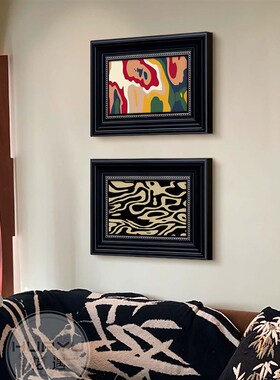 蒙德里安中古风抽象客厅装饰画轻法式进户门高端玄关挂画艺术壁画