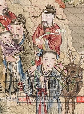 沈贞群仙祝寿图神仙人物画国画临摹范本中式装饰画艺术微喷画心