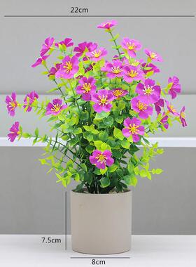 绿植装饰小盆栽塑料花假花艺套装尤加利雪菊盆景摆设家居插花盆栽