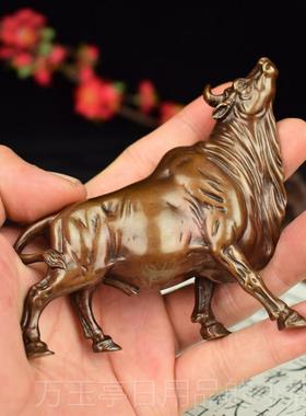 高档铜实心股市招财摆牛气冲天生肖品礼华尔赏街牛办公室桌面件欣