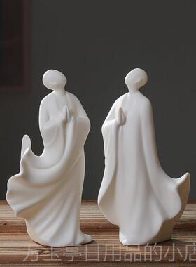高档禅德化白无相佛新意中式人物陶瓷小和尚品创意家瓷居饰玄关摆