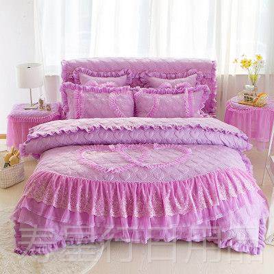 正品婚庆大红色公主风4床单四件加厚被夹棉床裙蕾套丝花边床罩套,淘宝优惠券,粉丝福利购,淘宝优惠卷