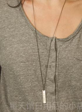 正品长方牌项礼链 定制链刻字长款吊牌T恤外搭纯银项女毛衣男链情