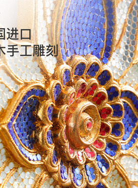 异丽东南亚风格电视沙发背景墙实木装饰雕花板门厅玄关木雕挂画