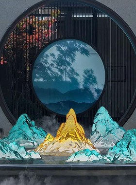 售楼处假山雕塑透明树脂摆件别墅庭院酒店大厅前台样板间软装工厂