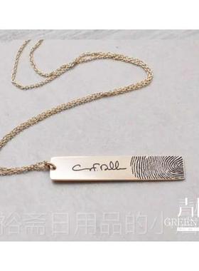高档骨青 原树创定制925银签名指纹刻字项链男女项款情侣链锁链毛