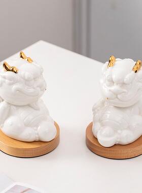 创意貅摆件陶瓷财吉桌祥物客l888888厅玄招关卧室夜灯装饰办公貔