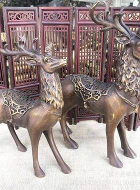 铜品鹿梅花摆鹿一对铜917器家居装饰一路fa财金属工艺品件