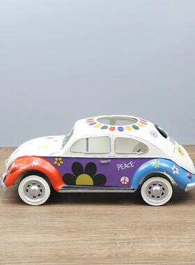 美式QC117复古甲壳虫模型纸巾盒办吧公室电视摆柜橱窗酒铁艺抽盒