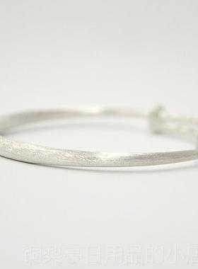 正品原创设计[君子99纯银手镯 古法手9工磨砂拉丝年]轻镯款实心子