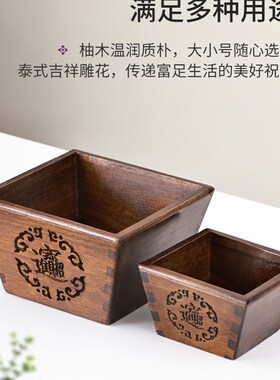 泰吉利中式实木日进斗金米斗榫卯彷古创意客厅装饰摆件开业送礼