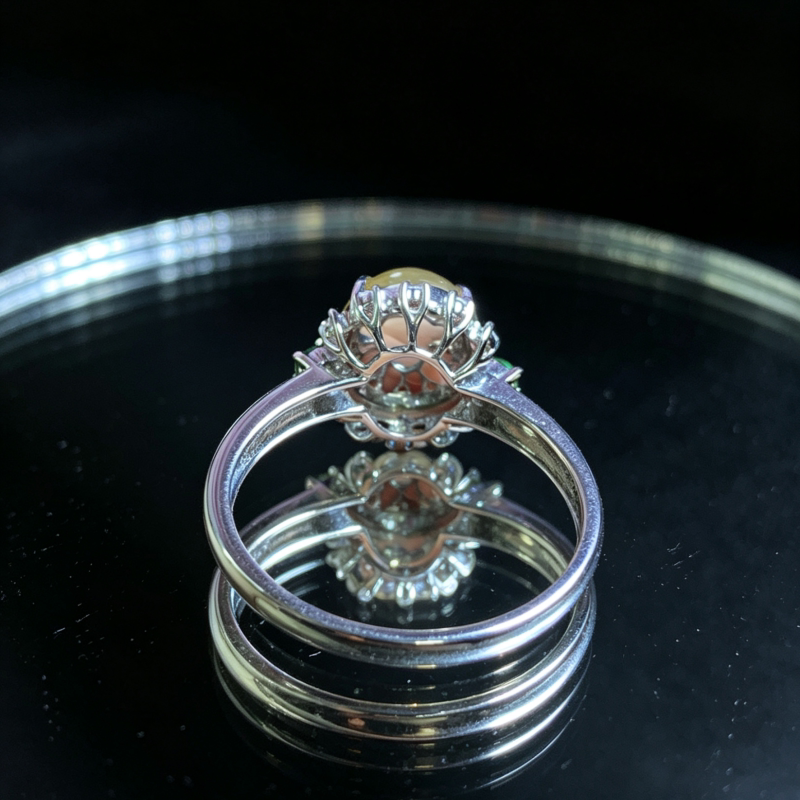 Cui Zhijiang A-grade ice jade 18K gold ring