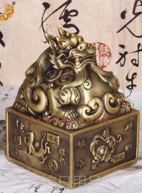 正品真古意 黄印章大号铜貔貅金玺印铜貔貅玺件玉风摆水铜貔貅摆