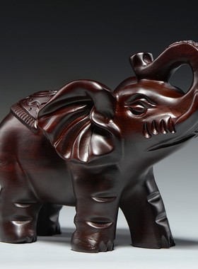 黑檀木大象雕刻摆件红木家居办公室木头象装饰工艺品开业新居送礼
