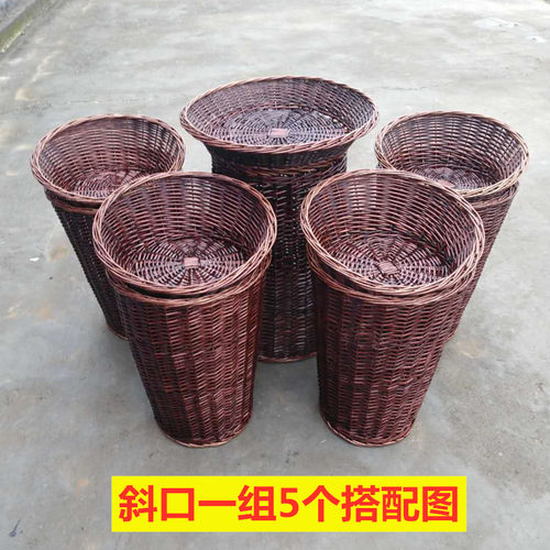 藤编水果堆头篮柳编水果篮超市果蔬陈列筐精美展示筐收纳筐篮竹筐 - 图1