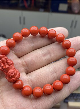 精品 原矿朱砂红砂招财貔貅情侣款手链本命年朱砂手链男女款