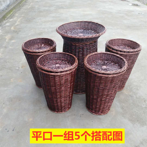 藤编水果堆头篮柳编水果篮超市果蔬陈列筐精美展示筐收纳筐篮竹筐 - 图0