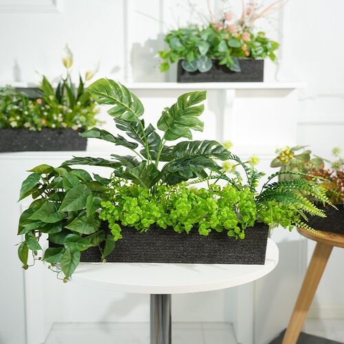 仿真绿植隔断花槽假植物组合花箱仿生花草栅栏造景室外装饰品假花 - 图1