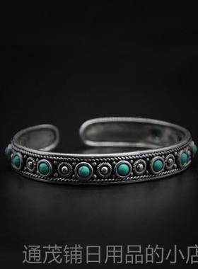 正品民9族风25手纯银手镯覆古款开藏口族特色做旧环游牧草原风蒙