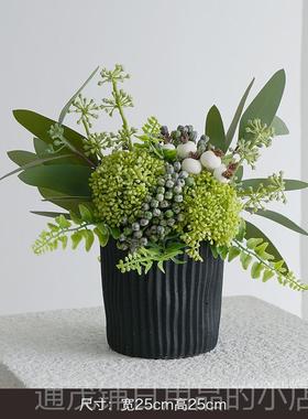 正品简约轻奢风高端质晶灰琉璃花瓶厅玄厚客关桌面彷真花艺插花水