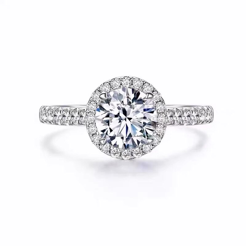 IGI laboratory-grown diamond ring four-prong diamond round bag Pt950 platinum diamond women's diamond ring gift
