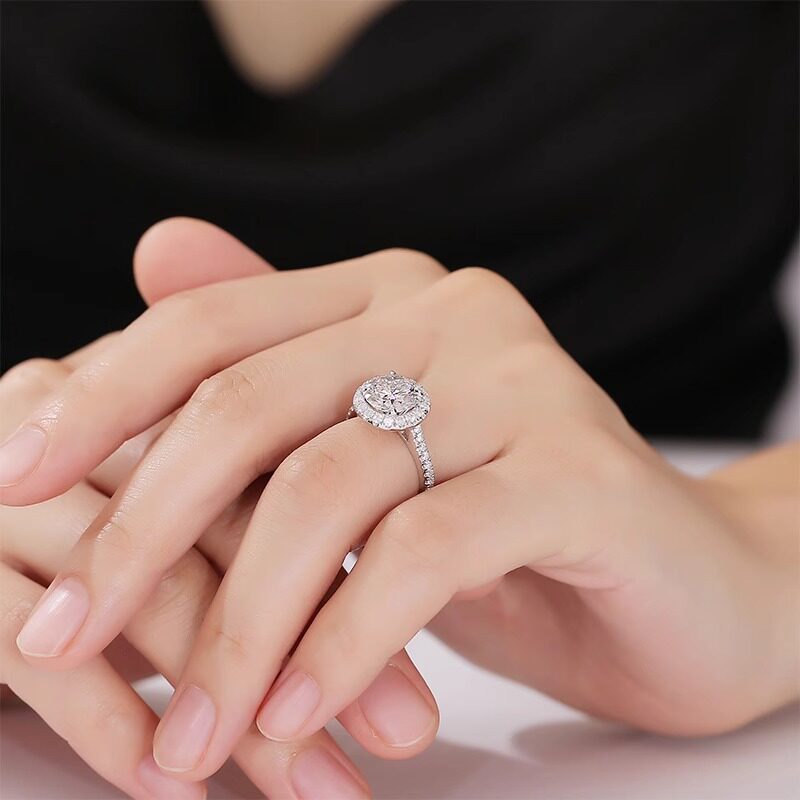 IGI laboratory-grown diamond ring four-prong diamond round bag Pt950 platinum diamond women's diamond ring gift