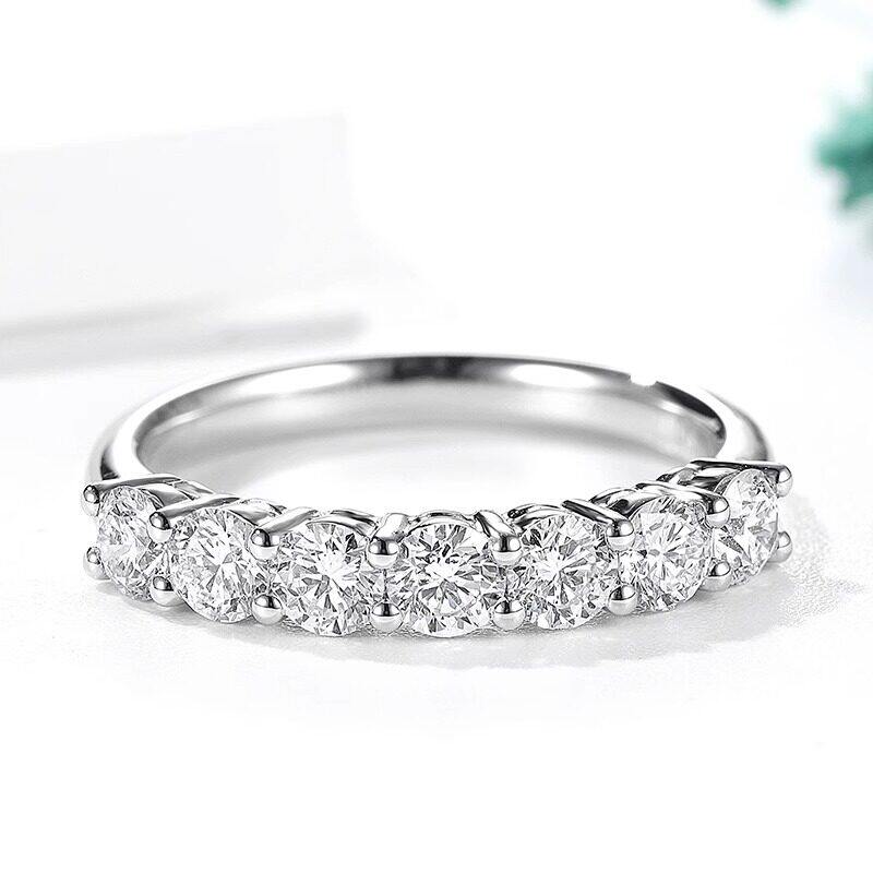 IGI cultivated diamond platinum Pt950 seven seven princess row diamond proposal engagement ring ring stacked single wear