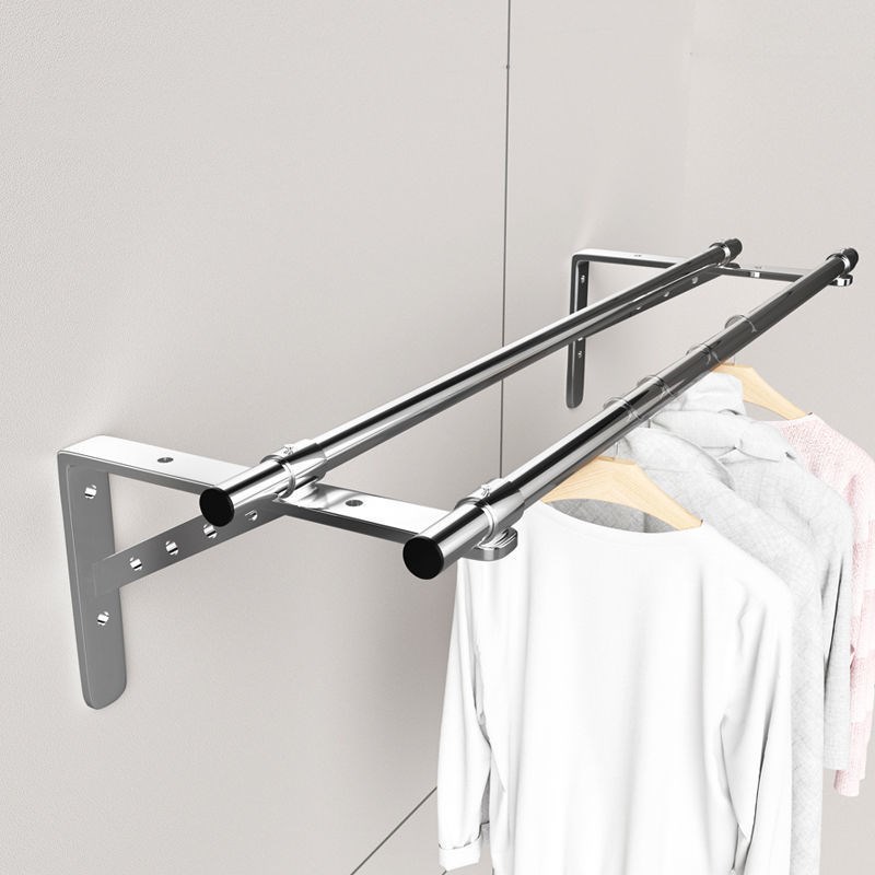 阳台不锈钢晾衣杆固定式外伸侧墙凉衣架外墙窗户晒衣杆壁式挂衣杆 - 图0