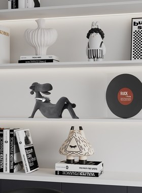 现代样板间高级感装饰摆件玄关简约艺术品电视柜书架桌面软装摆设