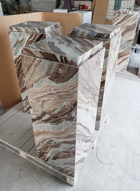 双层天然紫玉兰大理石底座 现代个性时尚简约家居玄关工艺品摆台