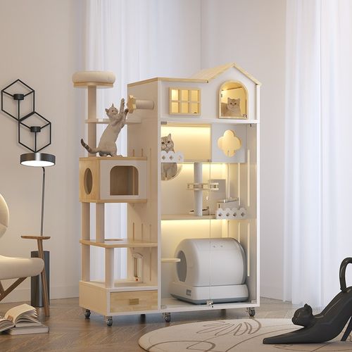 豪华猫笼猫爬架一体猫屋超大自由空间猫屋猫厕一体家用猫房猫别墅 - 图1