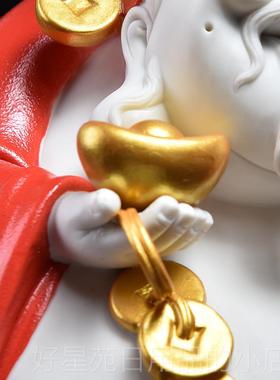 高档摆东店方土 陶瓷财神爷泥摆件 办公室铺开业商务礼品客厅装饰