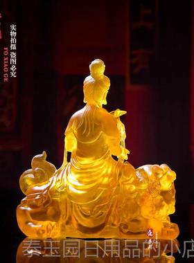 高档佛家孝阁树仿琉璃文殊脂菩萨佛居供奉佛像客厅装饰摆件厂家包