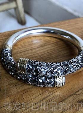 高档情99金箍纯银手炼手工男士侣猴手炼定海针王紧9箍手炼