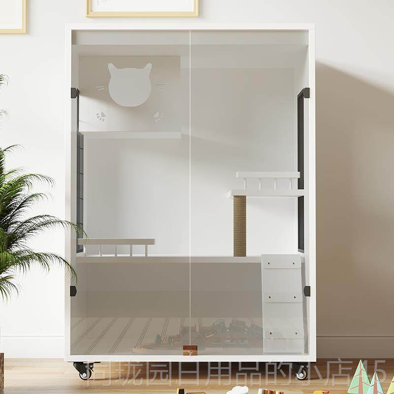 正品化实木防水钢用玻璃门猫别墅猫笼子实猫窝床带猫爬架玻璃笼猫,淘宝优惠券,粉丝福利购,淘宝优惠卷