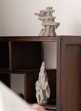 鱼缸造景装饰水泥假山布景中式办公桌面庭院花盆鱼缸沉水摆件装饰