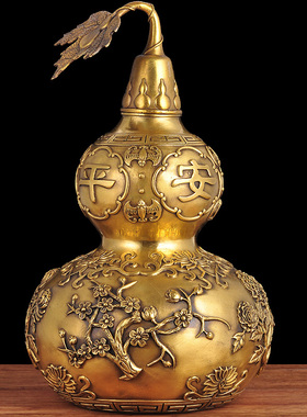 铜葫芦摆件招财大号开口家居玄关装饰品开盖空心办公室桌工艺品