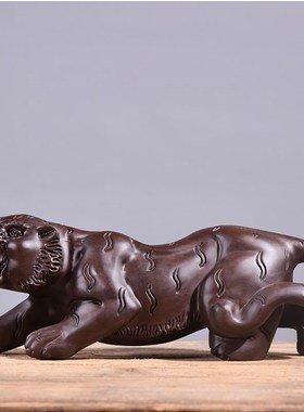 黑檀木雕老虎摆件十二生肖实木虎动物家居大号礼品红木雕刻工艺品