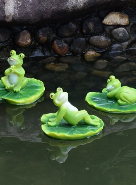 庭院景观阳台花园布置假山水池鱼塘装饰浮水仿真青蛙摆件园艺杂货
