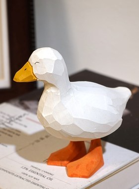 《柯尔鸭》手工木雕摆件可爱动物宠物办公电视柜书办公桌面装饰品