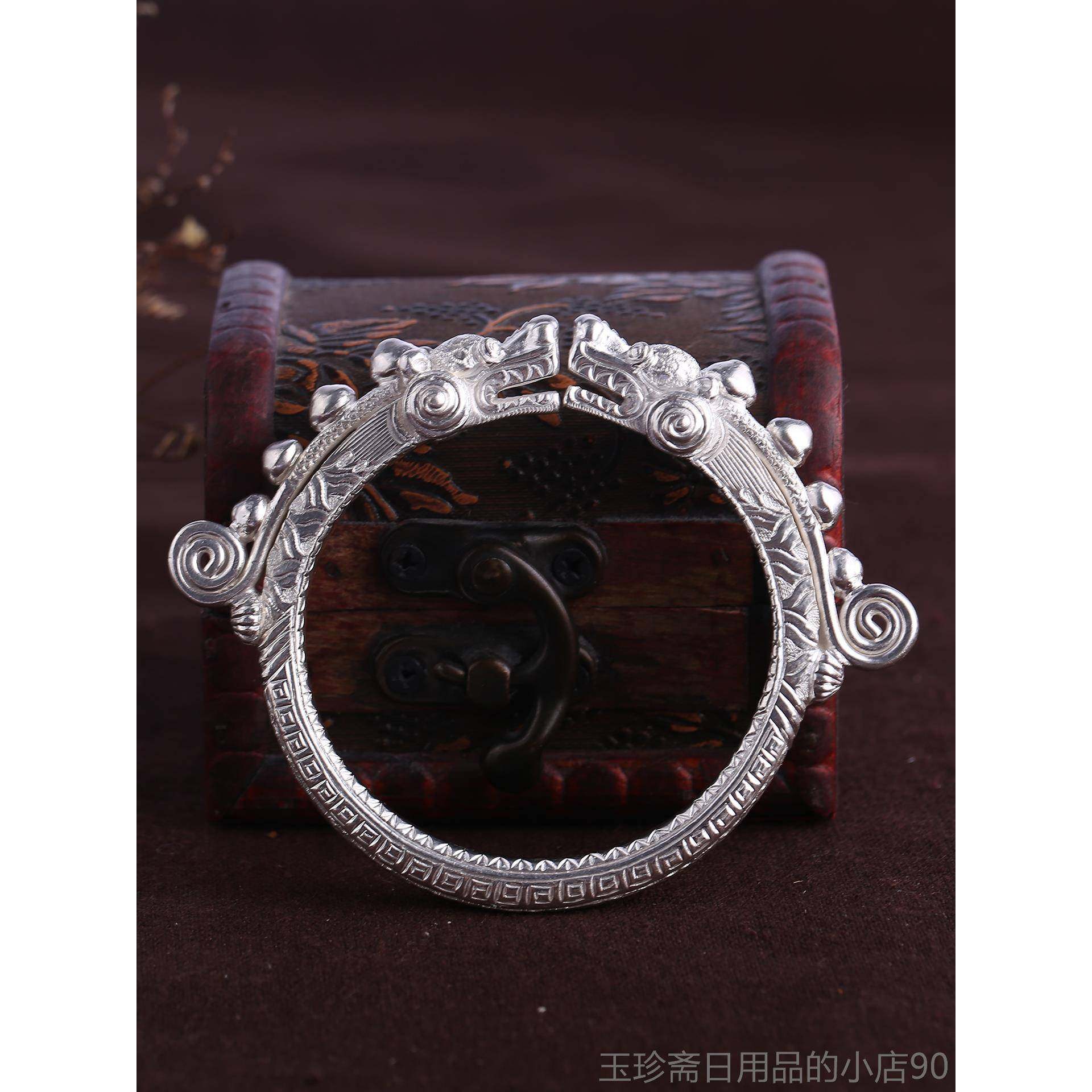 正品古手镯女纯银中国风99性纯银风手镯中性男女活9口时尚个潮龙 - 图3