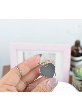 正品泰s925纯银片子银心形花朵叶可打开照相盒子精油吊坠做旧项链